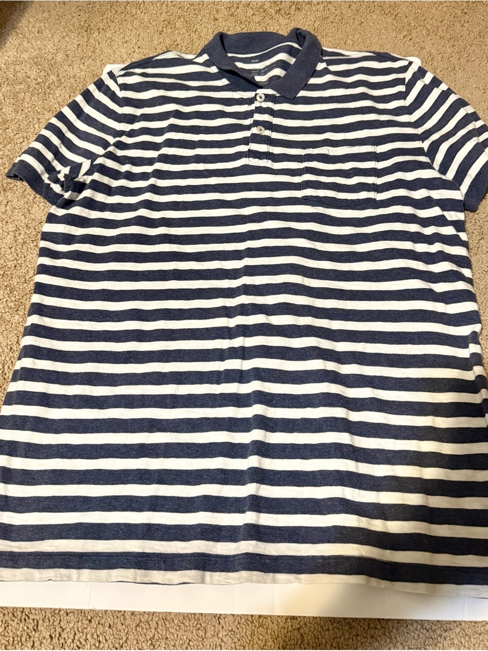GAP Men's Navy and White Striped Polo